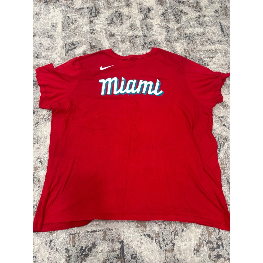 Nike Miami Marlins MLB T-Shirt Mens XXL Red Short Sleeve Graphic Tee